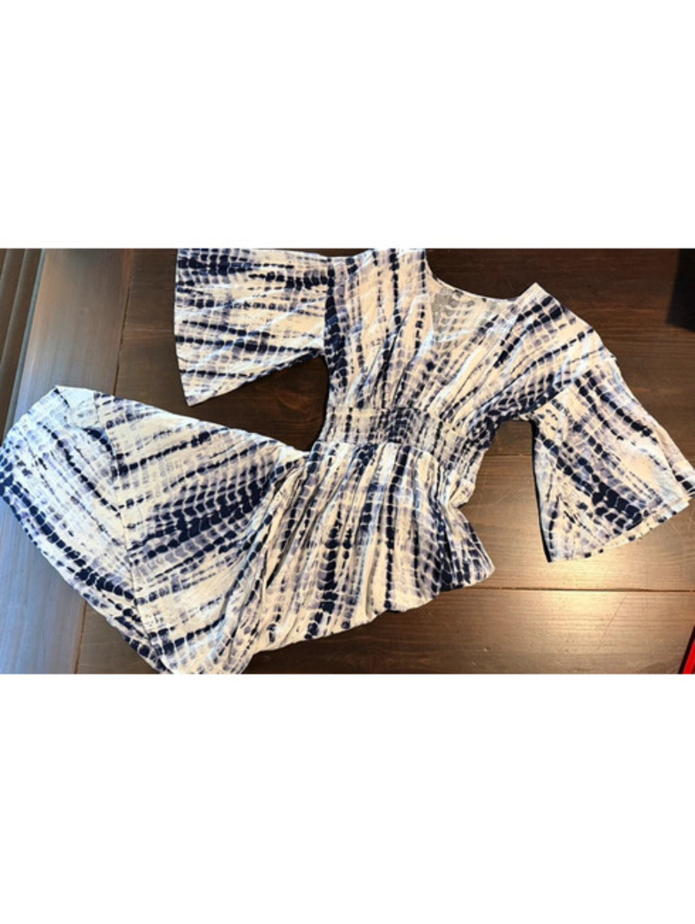 Maxi Flowy Island Style Blue & White Tie Dye Dress Size Large